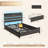 Queen Size Bed Frame With 4 Storage Drawers, RGB LED Lights And Charging Station, All-Metal Support, No Box Spring Needed, Gray-123040667
