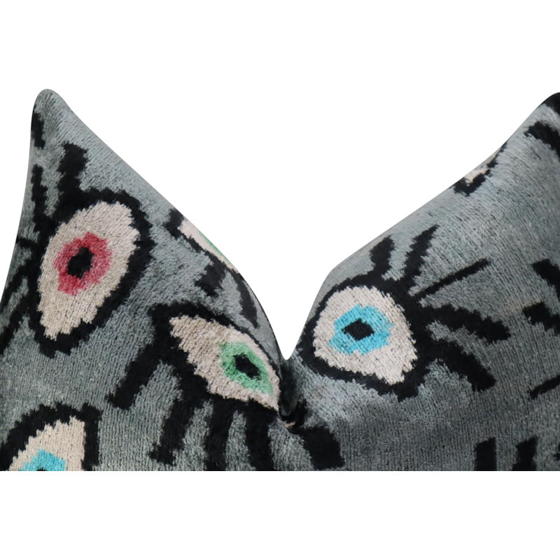 Velvet Rectangular Pillow Cover & Insert, Gray/Black