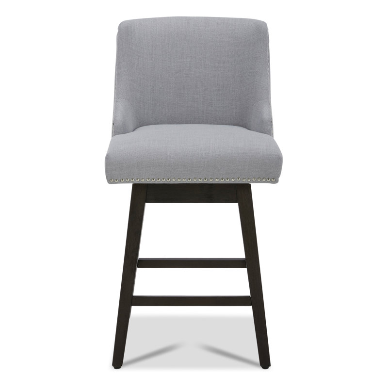 Shurma Swivel Upholstered Counter Stool, Light Gray