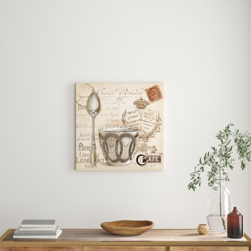 Paris Coffee Postcard II by Tre Sorelle Studios - Wrapped Canvas Print, 60.96cm H x 60.96cm W