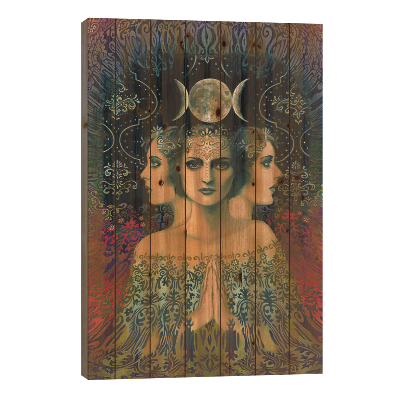«The Moon: Goddess Of Mystery On Wood» par Emily Balivet, impression graphique, H 40 po x l 26 po x P 1,5 po