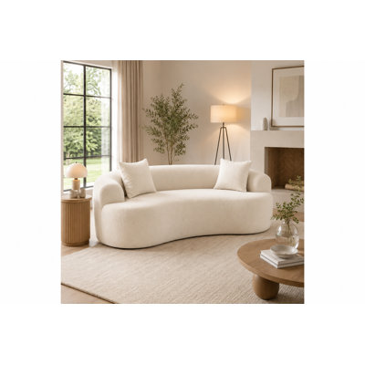 Causeuse incurvée Boneless de 80 po pour les petits espaces, canapés courbés pour le salon, canapé à compression dans une boîte avec 2 coussins, petit canapé pour chambre à coucher avec accoudoirs larges et mousse à mémoire de forme, aucun assemblage requis