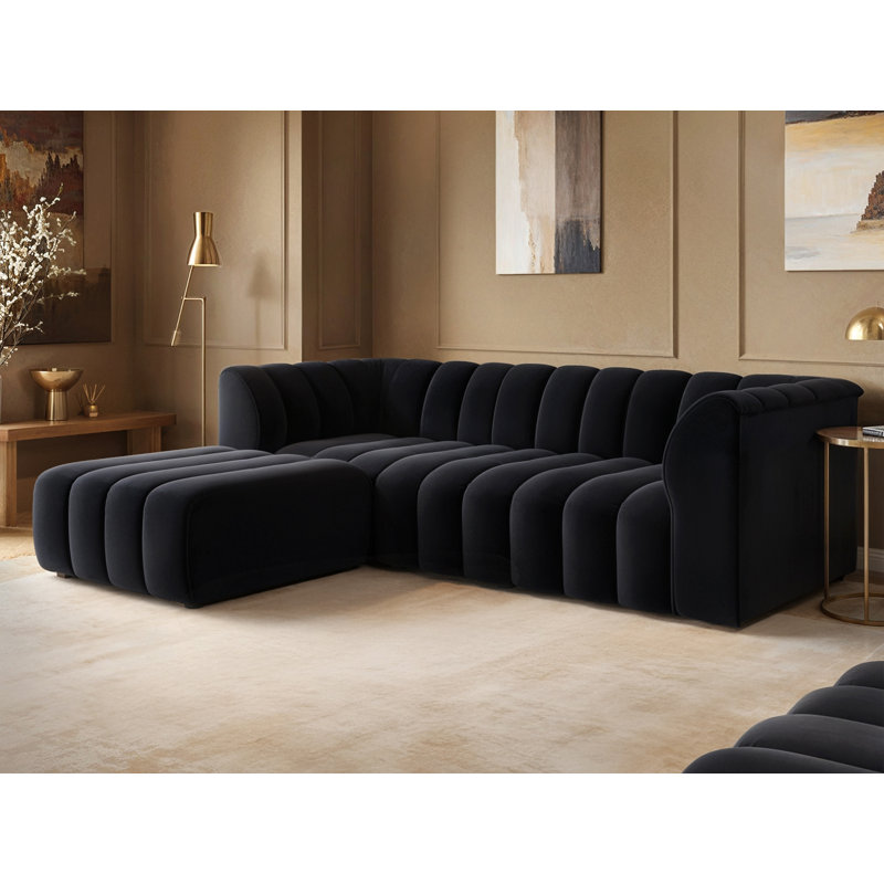 3 Seater Chaise End Sofa, Black