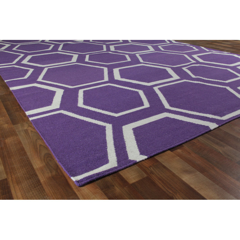 Wool Geometric Area Rug, Rectangle 5' x 8'