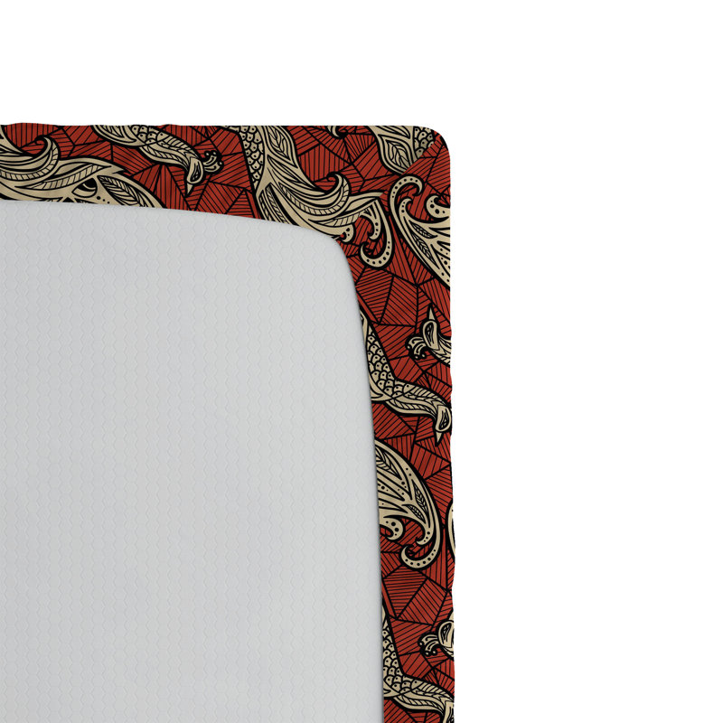 Drap-housse à motif floral Ambesonne, Cannelle, coquille d'œuf / abstrait, Drap-housse de taille double
