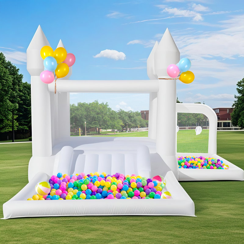 Château gonflable gonflable avec souffleur - château gonflable 13 x 12,3 x 8,3 pi avec glissade, fosse à balles, panier de basketball - aire de saut renforcée 840D Oxford - pour les fêtes d'anniversaire, de fête, de mariage, d'intérieur et d'extér