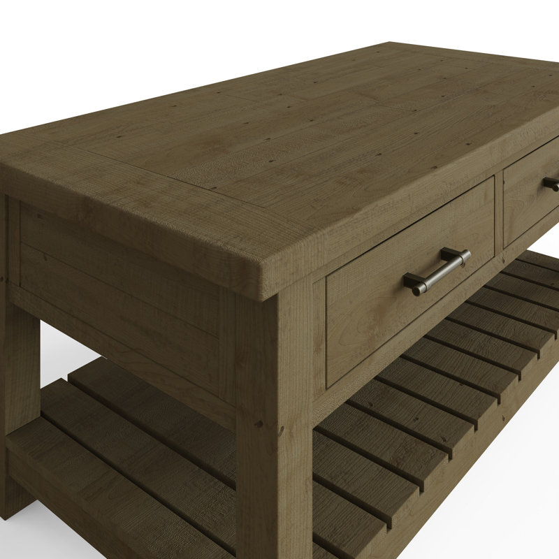 Almerton 2 Drawer Storage Coffee Table With Open Shelf – Solid Reclaimed Natural Pine