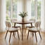 Ensemble de 2 chaises de salle à manger de style moderne du milieu du siècle, chaises d'appoint de cuisine rembourrées en tissu avec pieds en bois massif et dossier incurvé ergonomique, beige