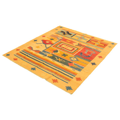 One-of-a-Kind Rectangle 8'3" X 9'6" New Age Wool Area Rug in Tan/Blue/Red