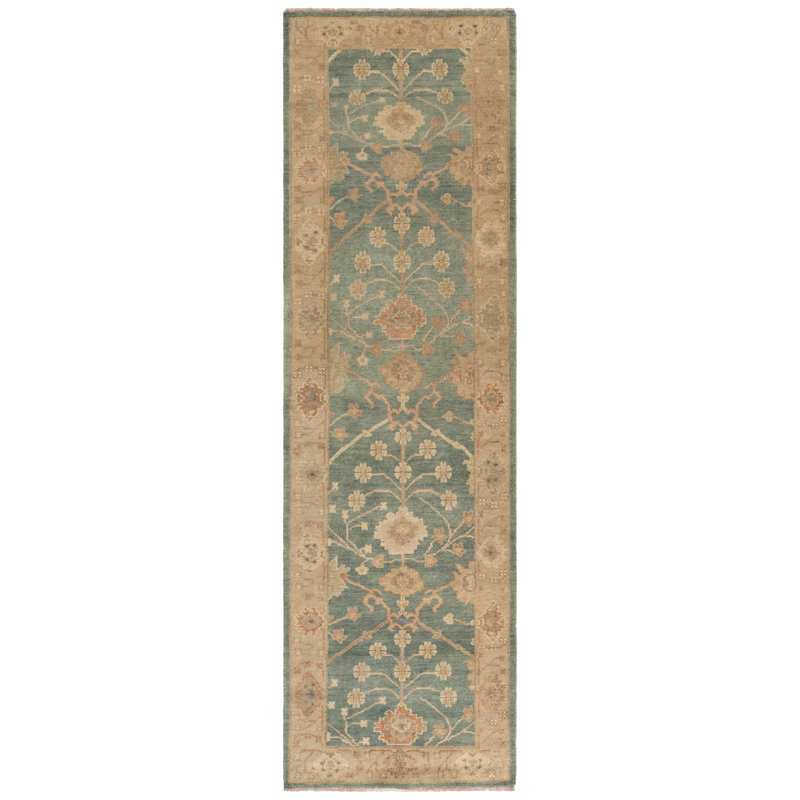 Tapis oriental en laine noué à la main Oushak, Tapis de couloir : 3 pi x 10 pi