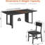 Ensemble de table de salle à manger 5 pièces pour 4 à 6 personnes, table de cuisine extensible de 63 po et 4 coussins, table de salle à manger avec panneau en MDF et structure en métal -556586559-556586553