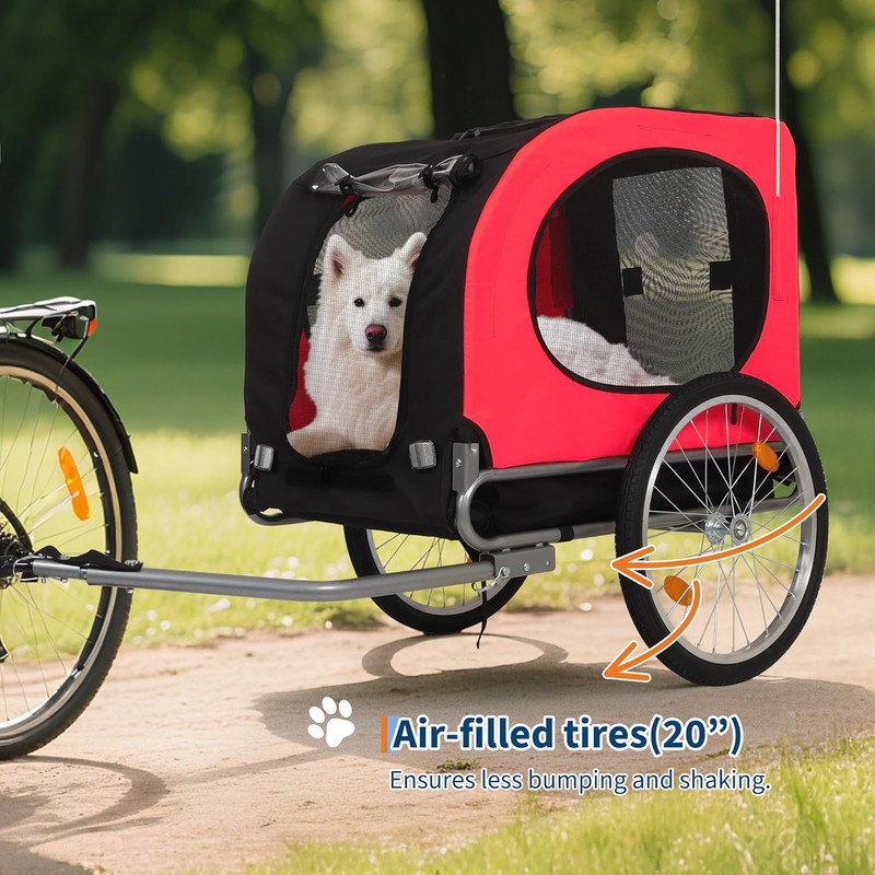 Remorque pour chien pour chiens de taille moyenne - convertible en poussette de jogging, capacité de 88 lb, conception imperméable et ventilée avec drapeau de sécurité, attelage universel pour vélos de 20 à 29 po
