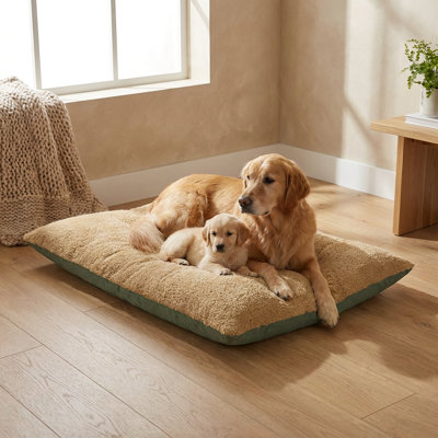 DreamLounge Green / Emerald Two-Tone Bolster Lounge Dog Bed