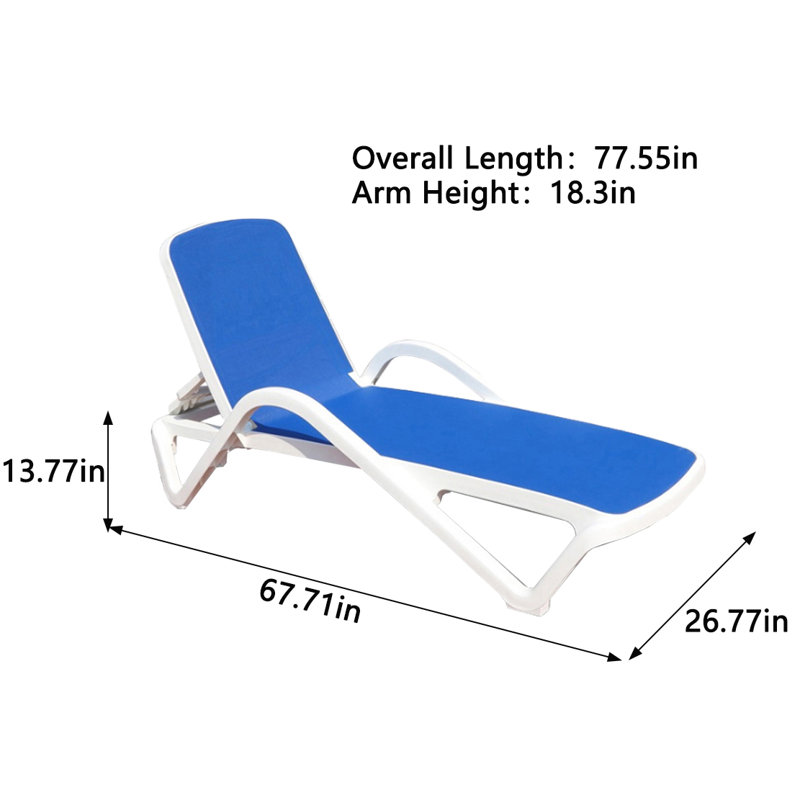 Kaius Outdoor Chaise Lounge, Blue/White