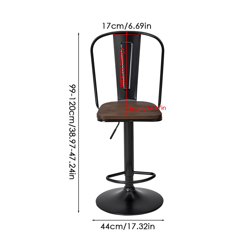 Anirvin Adjustable Height Counter Stool with Metal Frame