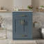 Meuble-lavabo bleu 24 po avec lavabo intégré en céramique, 2 portes et tiroir coulissant pour les petites et moyennes salles de bain-1837596244
