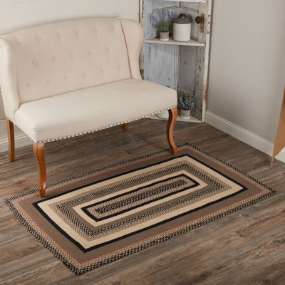 Tapis noir / gris à motif géométrique en jute tressé