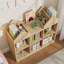 Bibliothèque en forme de maison pour enfants, bibliothèque à double toit avec 8 compartiments de rangement, tablette à 3 colonnes sur 2 niveaux pour salle de jeux dans la chambre à coucher-1403535707
