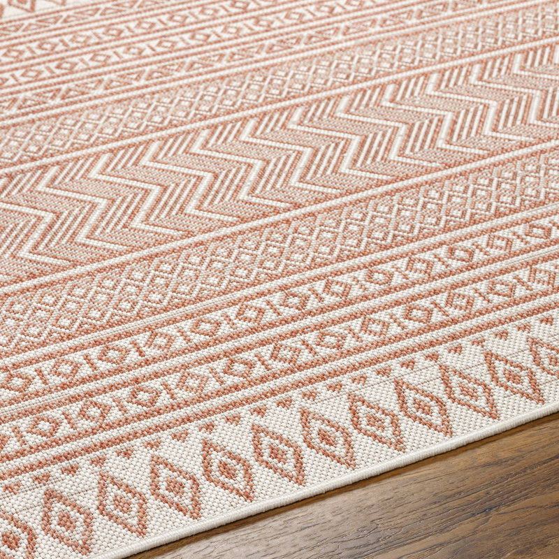 Isidro Southwestern Rug, Round 6'7", Pink/Ivory