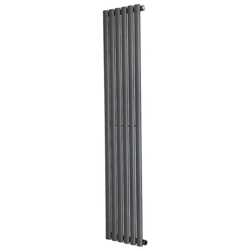 Shoshana Vertical Oval Panel Radiator, Normal Black, 160cm H x 35.4cm W, 1