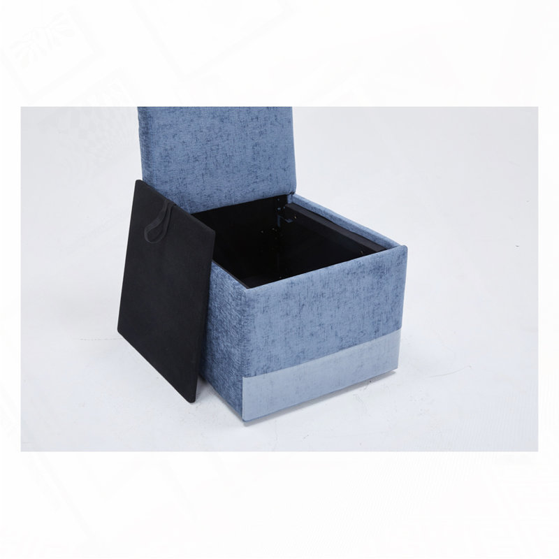 Chaise rembourrée en lin sans accoudoirs, Bleu