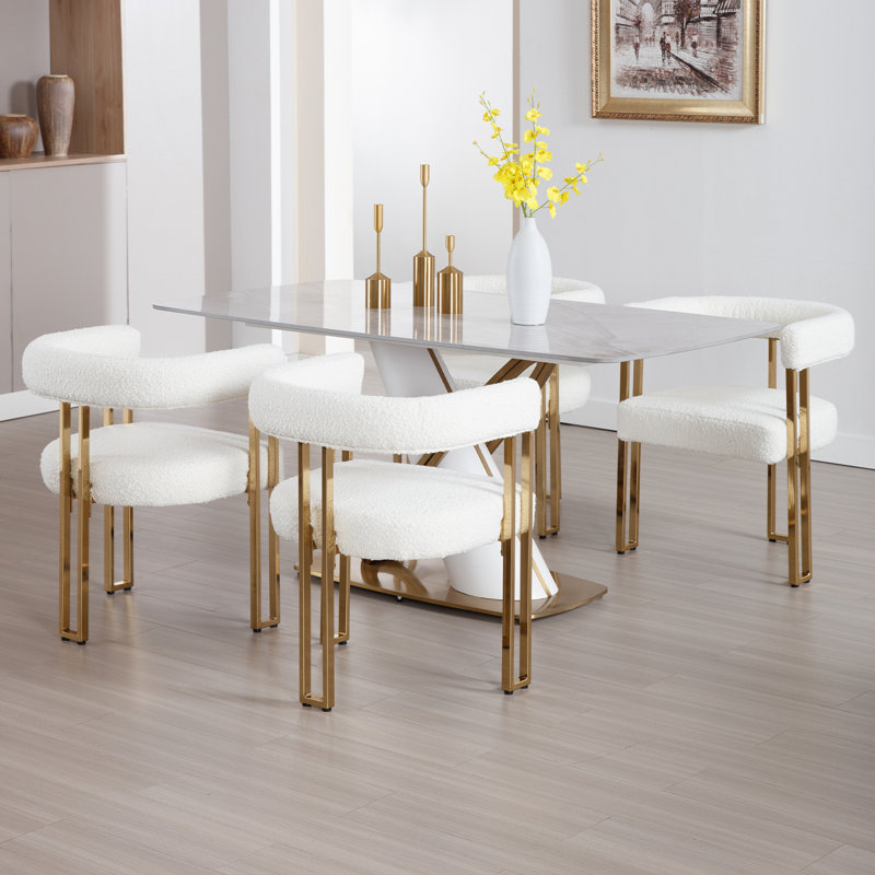 Chaises de salle à manger Barrel, Boucle blanc