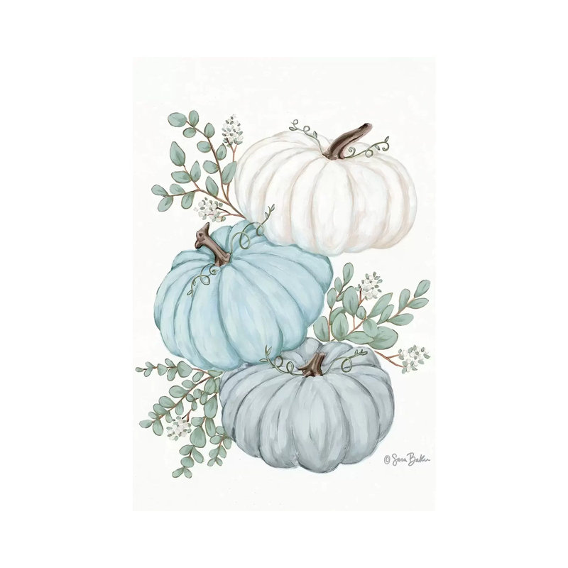 Pumpkin Trio par Sara Baker - reproduction d'art, H 26 po x l 18 po x 1,5 po, Toile tendue, Aucun mat