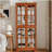 Curio Display Cabinet, Antique Display Cabinet with Glass Doors Adjustable Shelves for Collectibles Four Door Design Vintage Showcase for Home or Office Antique Display Case E26 Bulb Included DARK OAK-1065091906