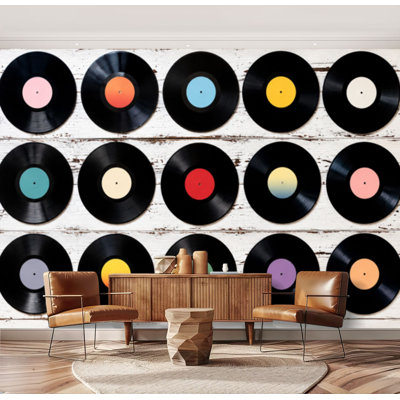 Ensemble de disques vinyle adhésifs auto-adhésifs amovibles pour salon, chambre 69 po x l 96 po