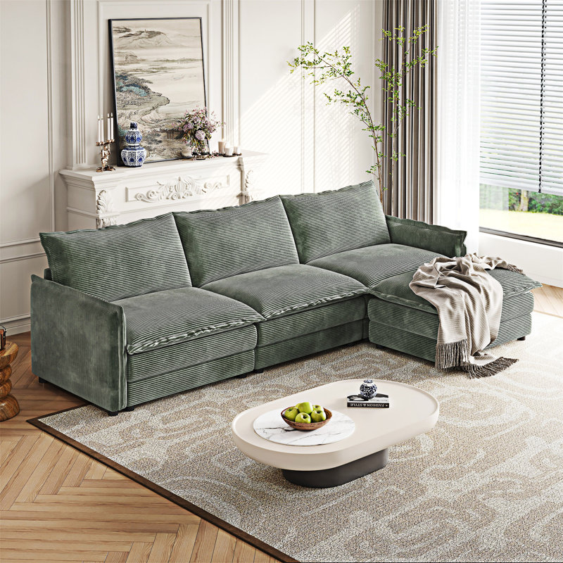 Canapé rembourré avec repose-pieds, Vert
