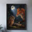 Reproduction d'art encadré noir hiboux et renards sous le clair de lune-635495661