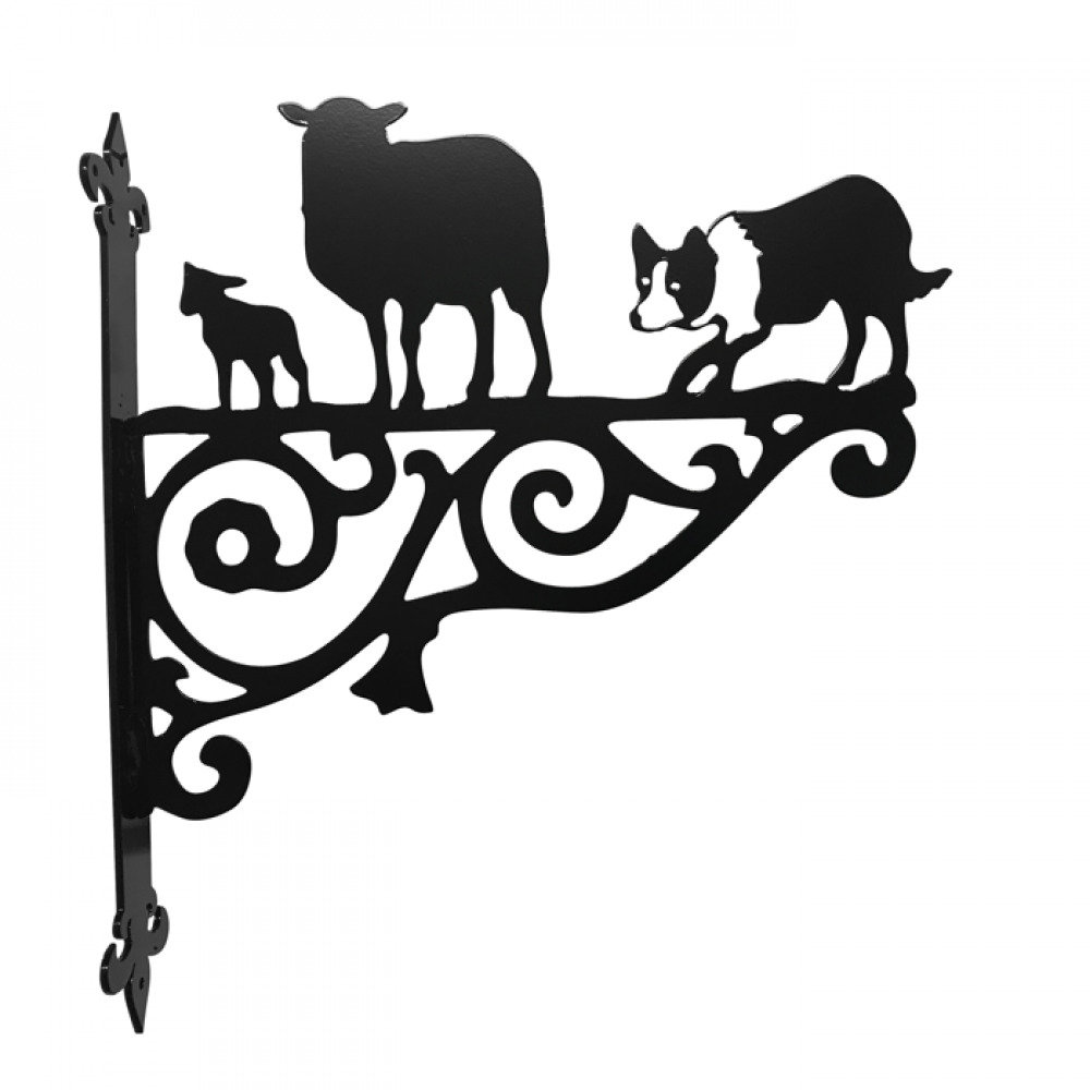 Border Collie and Sheep Ornamental Bracket