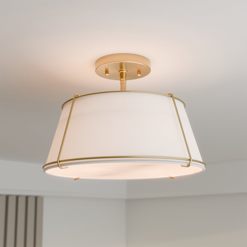 2-Light Flush Mount Ceiling Light, Matte Brass