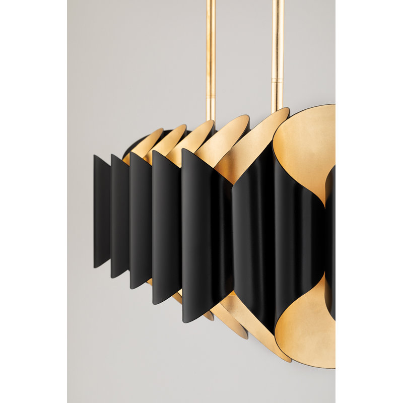 Banks 12 - Light Pendant, Gold Leaf/Black