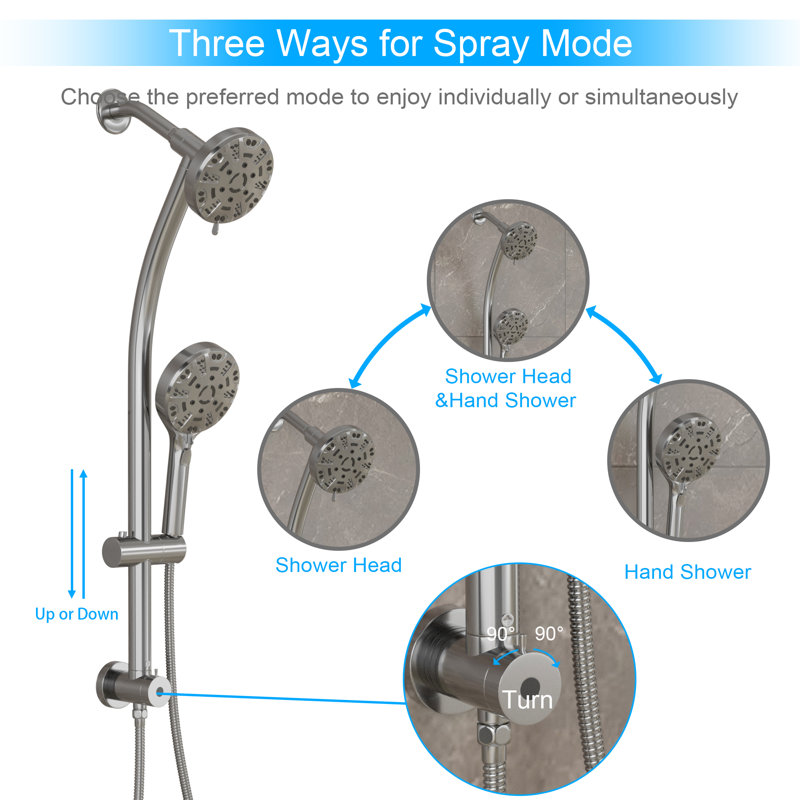 Dual Shower Head 1.8 GPM with Self-Cleaning, Chrome