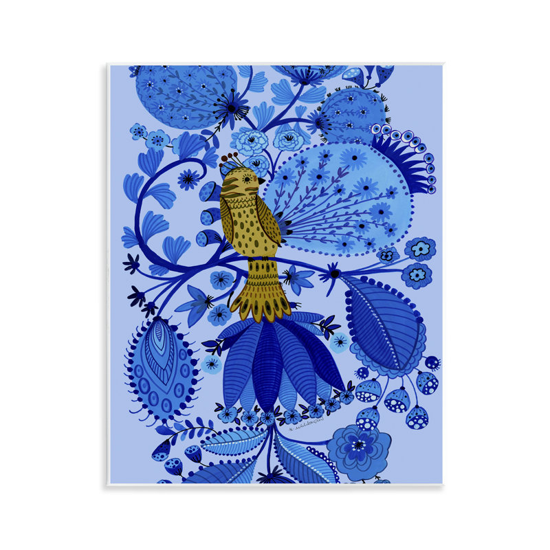 Folk Inspired Whimsical Bird Wall Plaque, design by Kay Widdowson