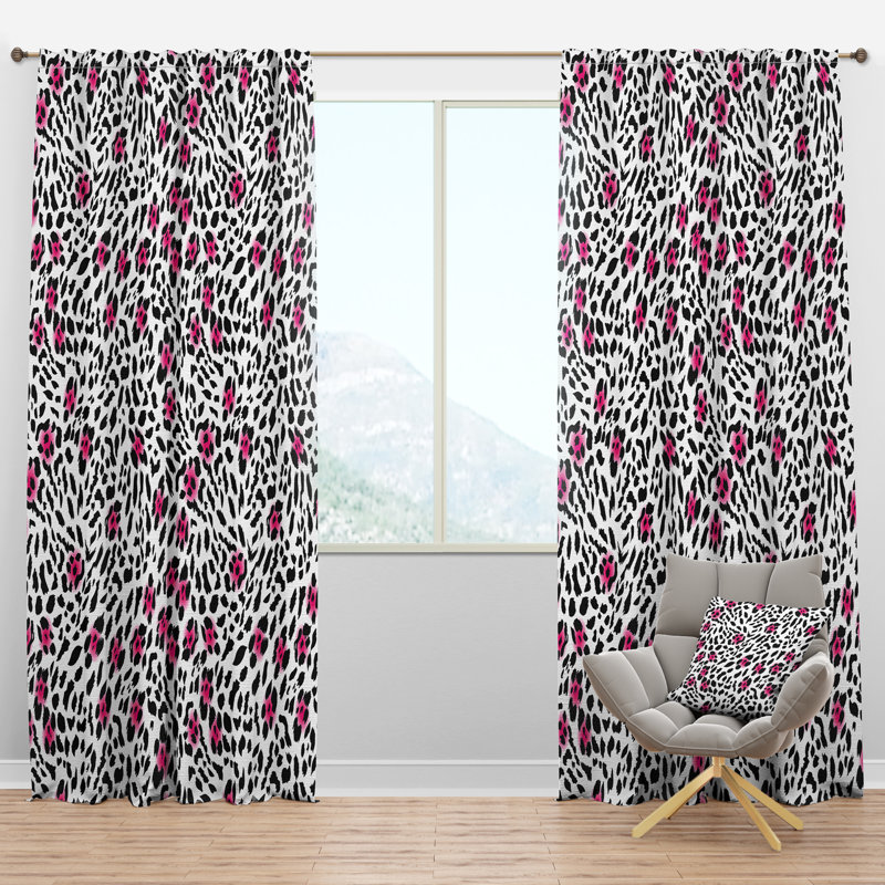 Panneau de rideau simple semi-diaphane avec passe-tringle Mid-Century, l 52 po x L 108 po, Rose