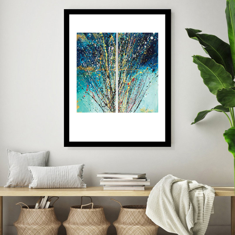 Wahl Split Splatter Design - Blues/Yellows -  - 14X18 Framed Print, 14" W x 1" D x 18" H