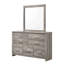 Ensemble de chambre à coucher 5 pièces très grand lit de style contemporain gris avec lit à panneaux, commode, miroir, commode et table de chevet-1964490627