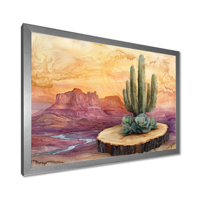 Cactus du désert sur un plateau en bois I - Cactus Wall Art
