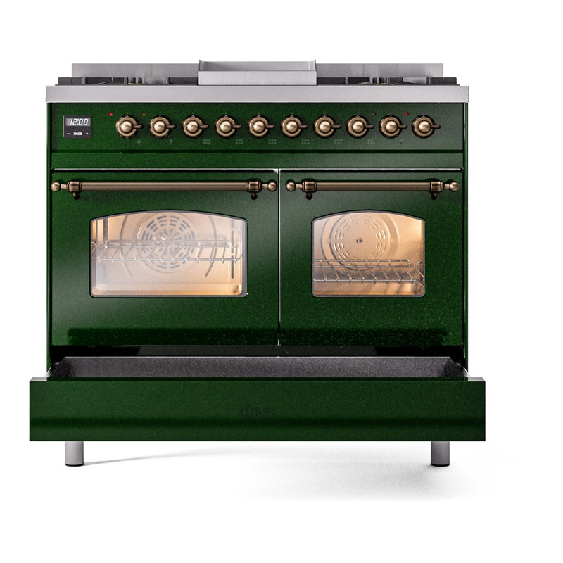 ILVE Nostalgie II 40 in Dual Fuel Range, Natural Gas, Emerald Green/Bronze