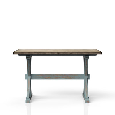 Table X à hauteur de comptoir décontractée en bois massif bleu + avec