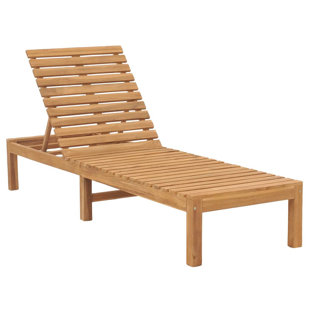 1/2x Solid Wood Teak Sun Lounger Patio Garden Lounge Bed Furniture