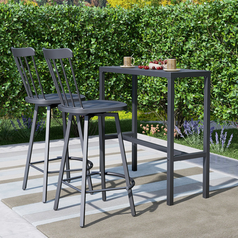 Tabouret de bar extérieur pivotant à hauteur de comptoir - dossier à broche