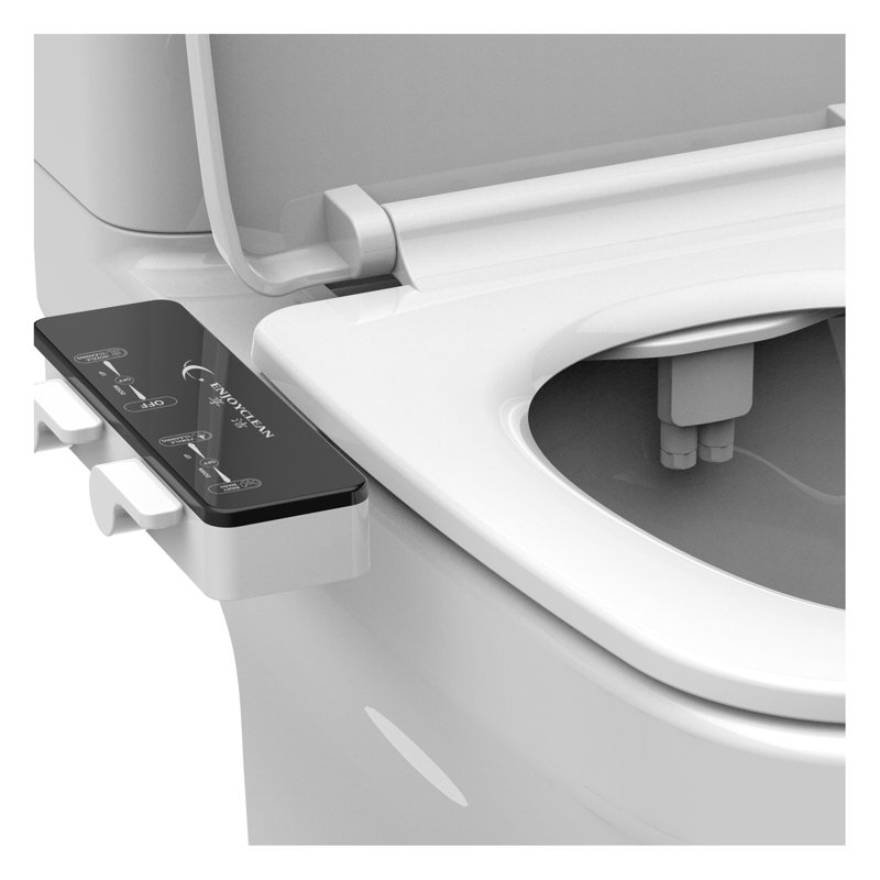 Touch Screen Bidet Attachment with Dual Nozzle Spray and Self-Cleaning Function, White