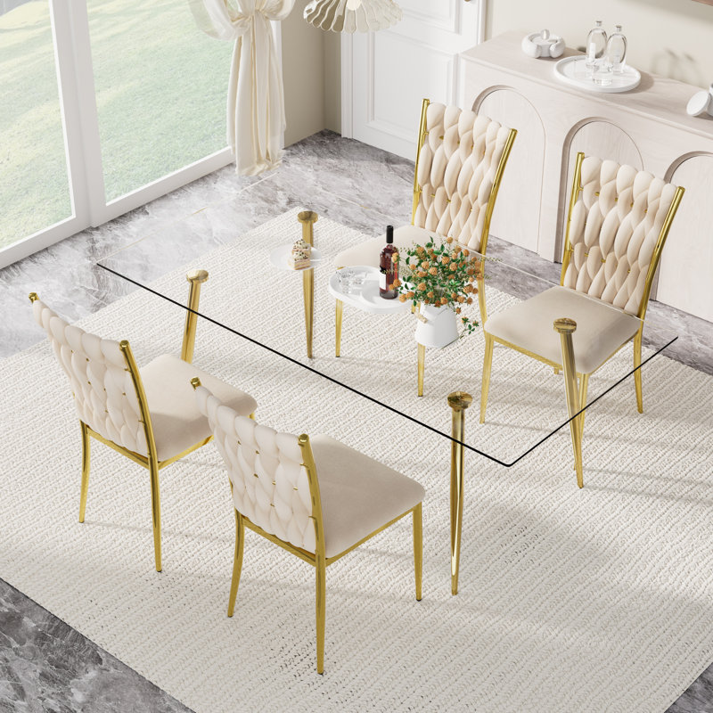 Ensemble repas rectangulaire pour 4 à 6 personnes, H 30 po x L 51 po x l 31,5 po, 5, Beige