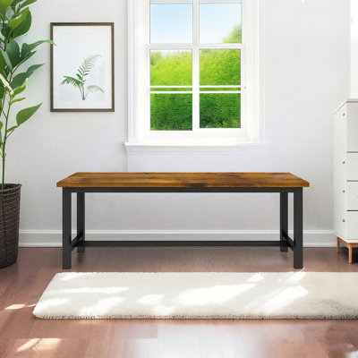 Ensemble de 2 bancs de salle à manger de style Mid-Century, bancs de salon avec cadre en MDF et structure en métal, bancs de cuisine de 39 pouces pour appartement, salle à manger, salon, chambre à coucher