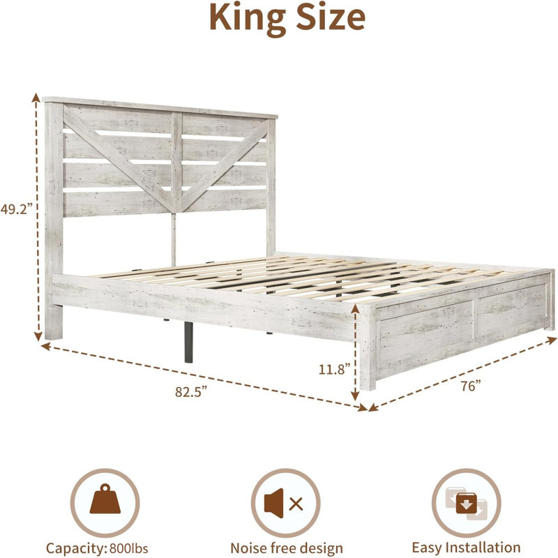 Devaya Panel Bed, King, White