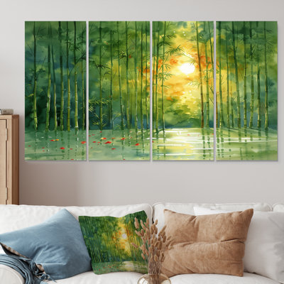 Bamboo In Amazon Rainforest At Sunset I - Bamboo Wall Decor Set