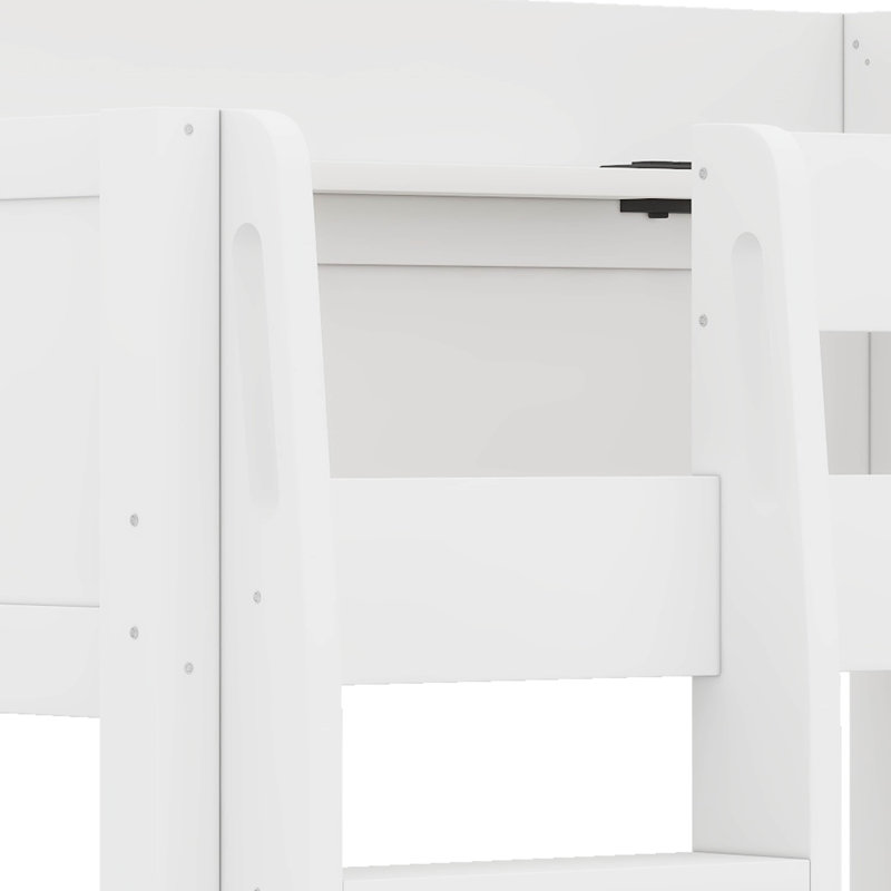 Queen Over Queen Bunk Bed With Storage Shelves & USB Ports, White